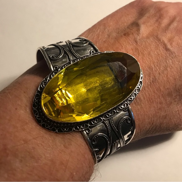 Citrine 925 Sterling Silver Cuff Bracelet - Picture 2 of 3